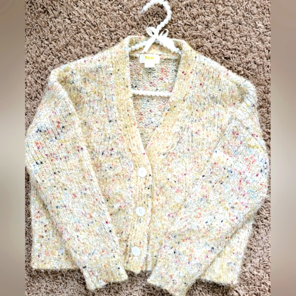 Anthropologie Cream Cardigan Sweater with Speckled Design In A SZ(Small)🤍